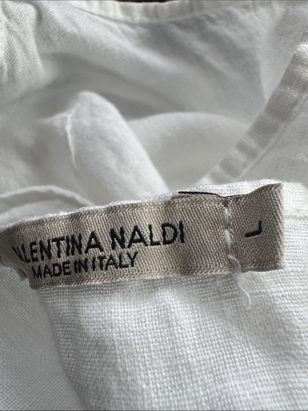 Valentina White Tiered Spaghetti-Strap Midi Dress 100% linen. made in Italy - Picture 6 of 7